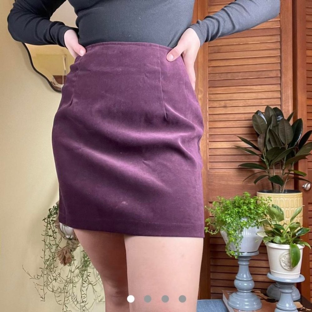 Vintage velvet plum burgundy mini skirt